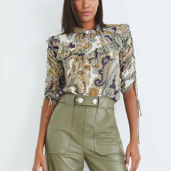 NWT VERONICA BEARD HOWELL BLOUSE ARMY MULTI - Picture 16 of 16